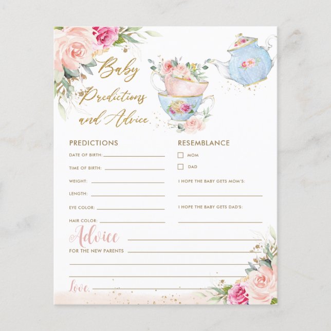 Tea Party Blush Floral Baby Predictions and Advice (Front)