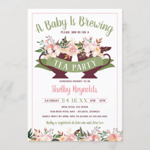 Tea Party Boho Baby Shower Invitation