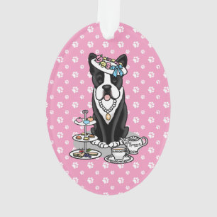 Tea Party Boston Terrier Dog (black) Cute Ornament