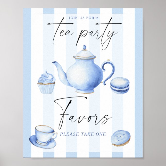 Tea Party Boy Baby shower Favours Poster (Front)