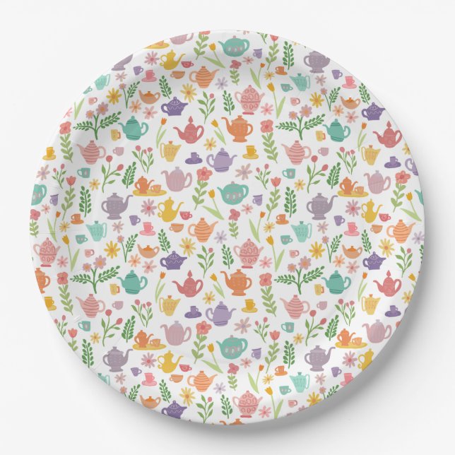 Tea Party Bridal Easter Birthday Spring Floral Paper Plate (Front)