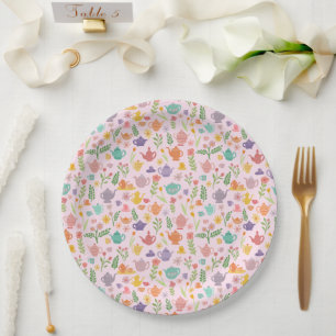 Tea Party Bridal Easter Spring Floral Colorful Paper Plate