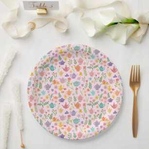 Tea Party Bridal Easter Spring Floral Colourful Paper Plate
