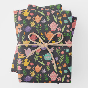 Tea Party Bridal Easter Spring Floral Colourful Wrapping Paper Sheet