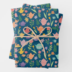 Tea Party Bridal Easter Spring Floral Colourful Wrapping Paper Sheet