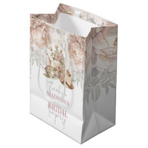 Tea Party Bridal Floral Personalised Medium Gift Bag