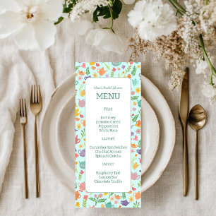 Tea Party Bridal Shower Cute Colorful CUSTOM Menu