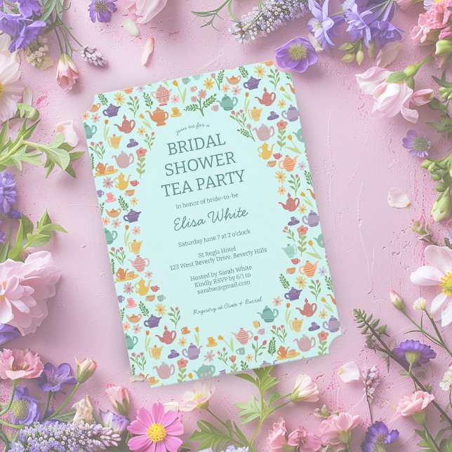 Tea Party Bridal Shower Cute Colourful CUSTOM Invitation (Tea Party Bridal Shower Cute Colorful CUSTOM Invitation
)