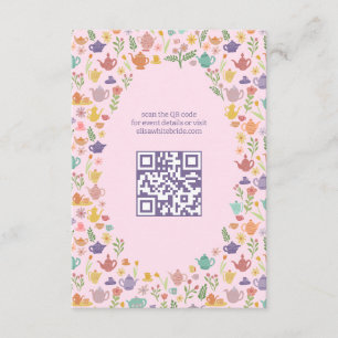 Tea Party Bridal Shower Cute CUSTOM QR Code Enclosure Card