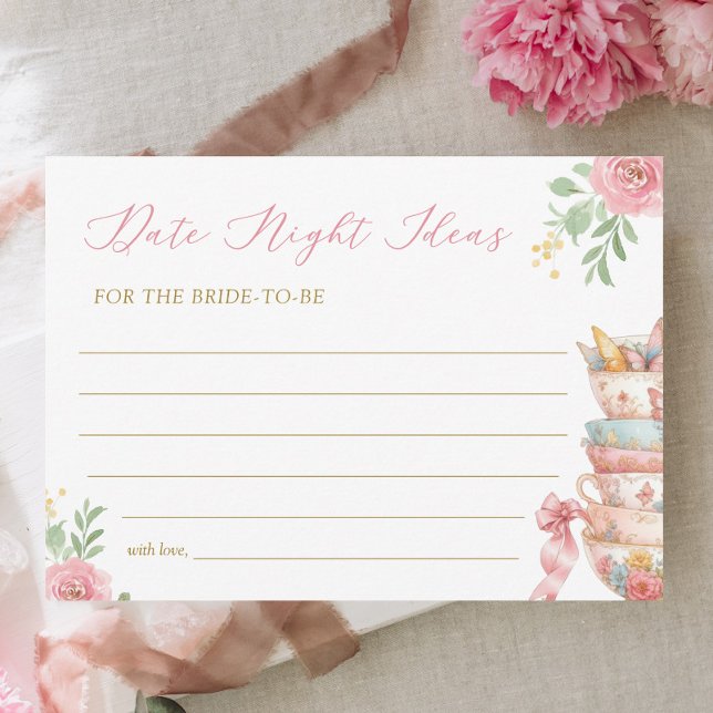 Tea Party Bridal Shower Date Night Ideas Card (Creator Uploaded)