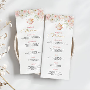 Tea Party Bridal Shower Drink Menu