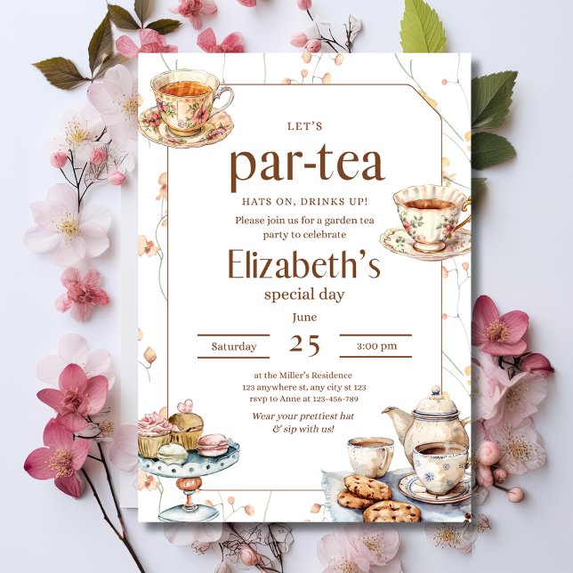Tea Party Bridal Shower Elegant Garden Tea Party Invitation (Creator Uploaded)