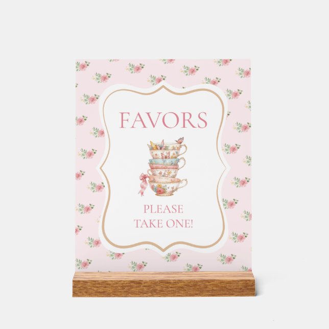 Tea Party Bridal Shower Favour Acrylic Sign (Front)