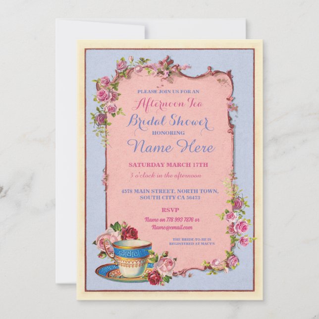Tea Party Bridal Shower Garden Teacup Invitation (Front)