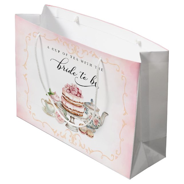 Tea Party Bridal Shower Gift Bag – Bride to Be (Back Angled)
