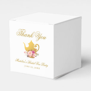 Tea Party Bridal Shower Gold Thank You Favour Box