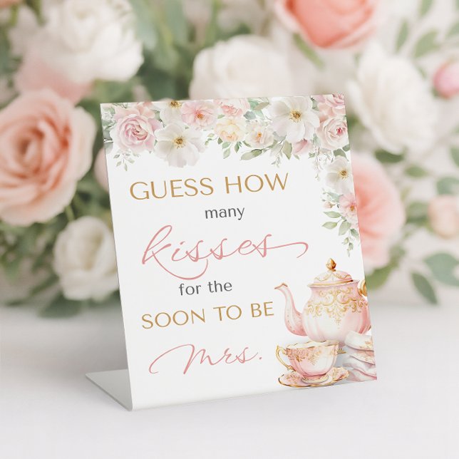 Tea Party Bridal Shower Guess How Many Pedestal Sign (Tea Party Bridal Shower Guess How Many Pedestal Sign)