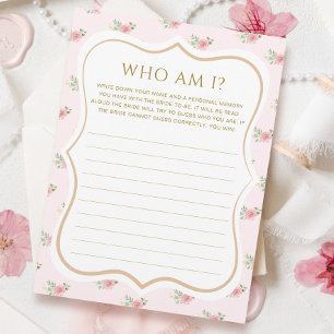 Tea Party Bridal Shower Guess Who Game Card