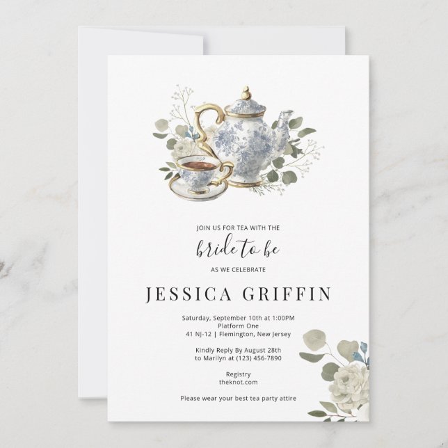 Tea Party Bridal Shower Invitaition Invitation (Front)