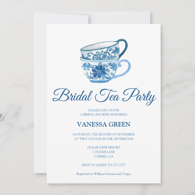 Tea Party Bridal Shower  Invitation (Front)