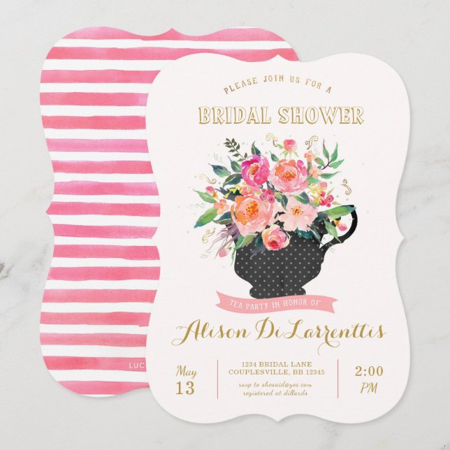 Tea Party Bridal Shower Invitation (Front/Back)