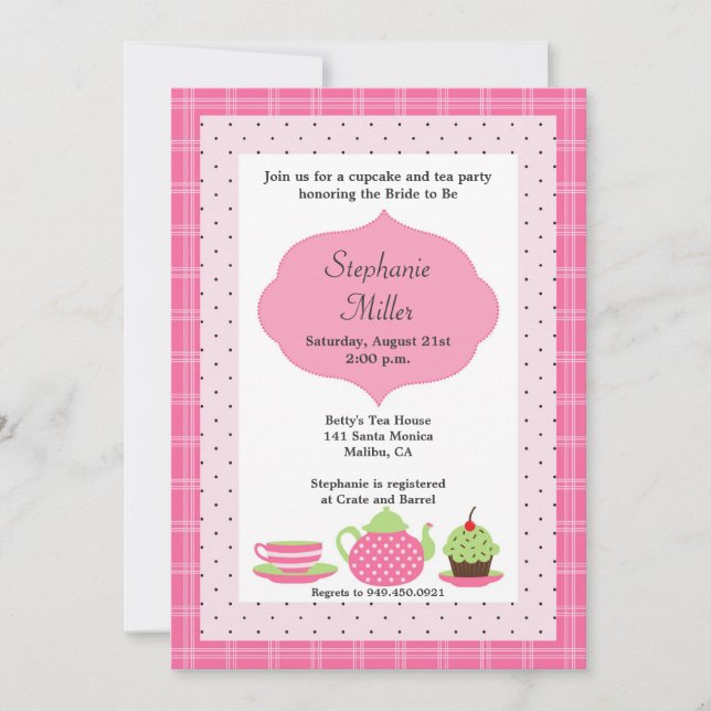 Tea Party Bridal Shower Invitation (Front)