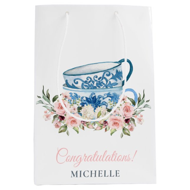 Tea Party Bridal Shower Medium Gift Bag (Front)