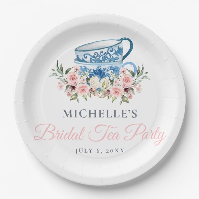 Tea Party Bridal Shower Paper Plate (Front)