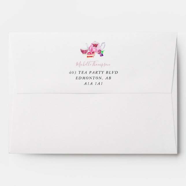 Tea Party Bridal Shower Personalised Custom Envelope (Back (Top Flap))