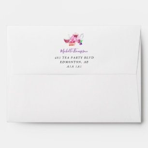 Tea Party Bridal Shower Personalised Purple Envelope