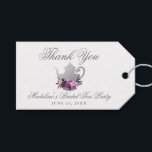 Tea Party Bridal Shower Purple Violet Thank You Gift Tags<br><div class="desc">Tea Party Bridal Shower Watercolor Purple Ultra Violet Floral Thank You Gift Tag</div>