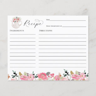 Tea Party Bridal Shower Recipe card