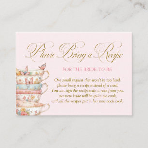 Tea Party Bridal Shower Recipe Request Enclosure Card