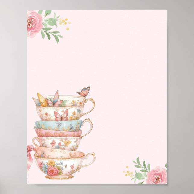 Tea Party Bridal Shower Spill the tea Advice Poster (Front)