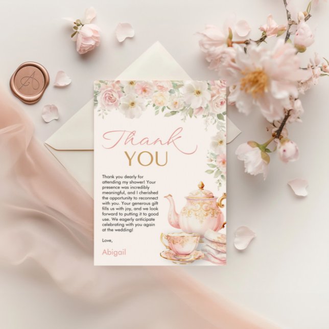 Tea Party Bridal Shower Thank You Card (Tea Party Bridal Shower Thank You Card)