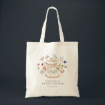 Tea Party Bridal Shower Tote Bag<br><div class="desc">Let Your Special Day Blossom with Tea Party Bridal Shower Tote Bag! This design features stunning hand-painted watercolor florals in hues of deep purple, dusty blue, and blush pink with sage greenery. Whether you're hosting a garden party or a cosy, intimate gathering, this beautiful sticker design will bring a special...</div>
