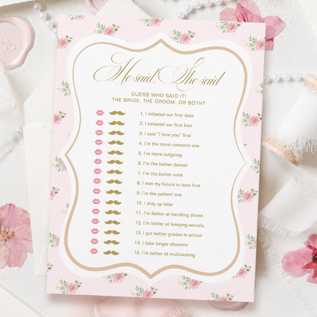 Tea Party Bridal Shower Who Said Game Card (Creator Uploaded)