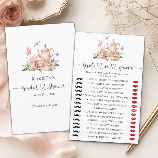 Tea Party Bride or Groom Bridal Shower Game (Creator Uploaded)
