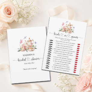 Tea Party Bride or Groom Bridal Shower Game Invitation