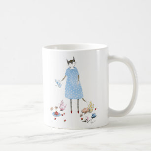 Tea Party Cat in a Karen Walker Dress Coffee Mug
