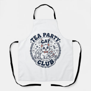Tea Party Cat Pet Lover Shirt Art - Tea Party Cat Apron