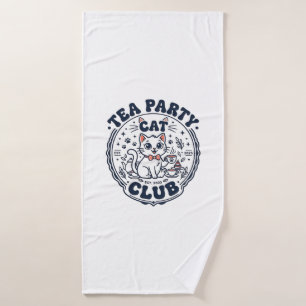 Tea Party Cat Pet Lover Shirt Art - Tea Party Cat Bath Towel