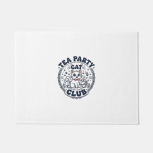 Tea Party Cat Pet Lover Shirt Art - Tea Party Cat Doormat