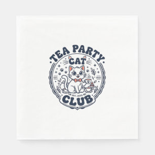 Tea Party Cat Pet Lover Shirt Art - Tea Party Cat Napkin