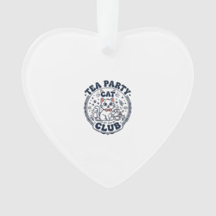 Tea Party Cat Pet Lover Shirt Art - Tea Party Cat Ornament