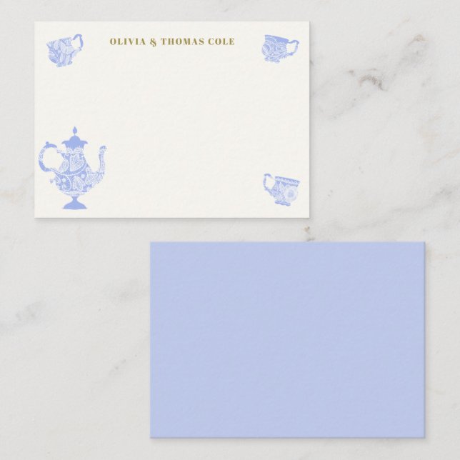 Tea Party Chinoiseries White Lace Bridal Shower Card (Front/Back)