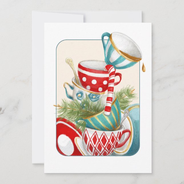 Tea Party Christmas Holiday Card (Front)