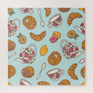Tea Party, Confectionery Seamless Background. Jigsaw Puzzle