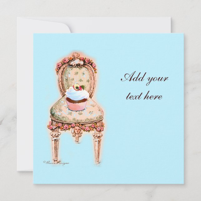 Tea Party Cupcake Victorian Design Invitations (Front)