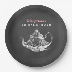 Tea Party Decorations Chalkboard Bridal Shower Paper Plate